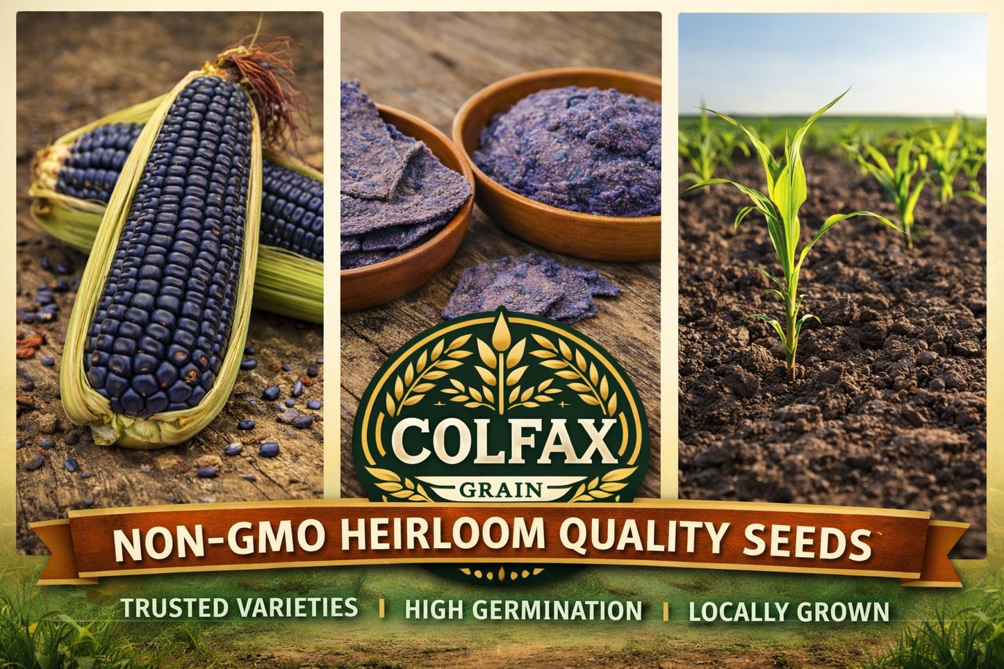 Blue Hopi Open Pollinated Corn Seed 80 Seeds